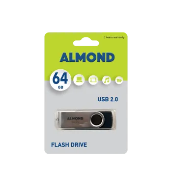 ALMOND FLASH DRIVE USB 2.0 64GB TWISTER ΜΑΥΡΟ