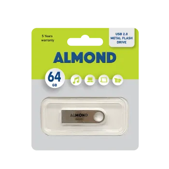 ALMOND FLASH DRIVE USB 2.0 64GB ΜΕΤΑΛΛΙΚΟ MINI