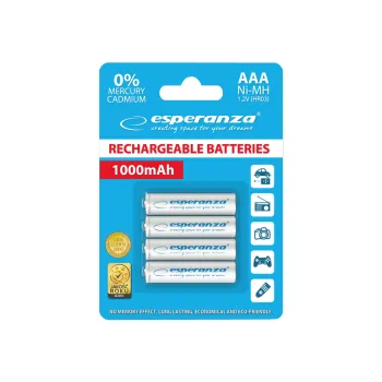 ESPERANZA ΜΠΑΤΑΡΙΑ ΕΠΑΝΑΦΟΡΤΙΖΟΜΕΝΗ AAA 1000mAh Ni-MH ΛΕΥΚΗ 4 ΤΕΜΑΧΙΑ