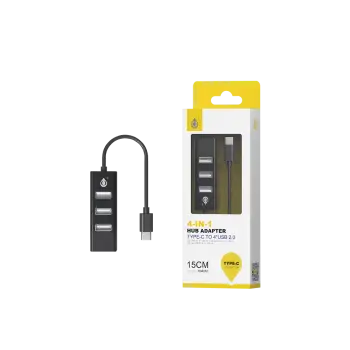 MTK HUB 4 ΘΥΡΩΝ TYPE C/USB 2.0 ΜΑΥΡΟ