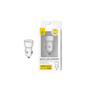 MTK ΦΟΡΤΙΣΤΗΣ ΑΥΤΟΚΙΝΗΤΟΥ 3.4Α/40W 1USB/1TYPE C ΛΕΥΚΟΣ