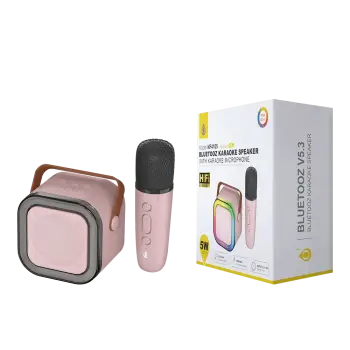 MTK ΗΧΕΙΟ ΑΣΥΡΜΑΤΟ BLUETOOTH ΜΕ ΜΙΚΡΟΦΩΝΟ KARAOKE 5W/1200mAh ΡΟΖ