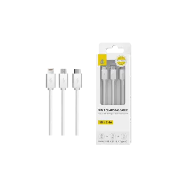 MTK ΚΑΛΩΔΙΟ USB 3 ΣΕ 1 (MICRO USB-IPHONE-TYPE C) 2.4A 1.2m ΛΕΥΚΟ