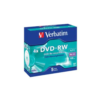 VERBATIM DVD-RW 4.7GB 4X JEWEL 5 ΤΕΜΑΧΙΑ (Το προιόν πωλείται σε μεμονωμένα τεμάχια του ενός)