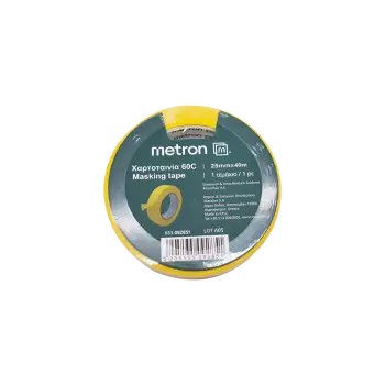 METRON ΧΑΡΤΟΤΑΙΝΙΑ 60C 25mmx40m ΚΙΤΡΙΝΗ 16 ΤΕΜΑΧΙΑ (Το προιόν πωλείται σε μεμονωμένα τεμάχια του ενός)