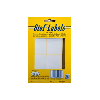 STEF ΕΤΙΚΕΤΕΣ ΑΥΤΟΚΟΛΛΗΤΕΣ 40x72mm 4/ΦΥΛΛΟ ΛΕΥΚΕΣ 40 ΦΥΛΛΑ