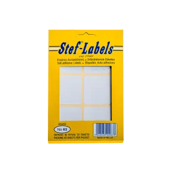 STEF ΕΤΙΚΕΤΕΣ ΑΥΤΟΚΟΛΛΗΤΕΣ 50x50mm 6/ΦΥΛΛΟ ΛΕΥΚΕΣ 40 ΦΥΛΛΑ