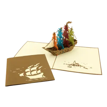 ORIGAMO ΚΑΡΤΑ ΕΥΧΕΤΗΡΙΑ ΑΝΑΔΥΟΜΕΝΗ ΚΑΡΑΒΙ 15.5x15.5cm KIRIGAMI
