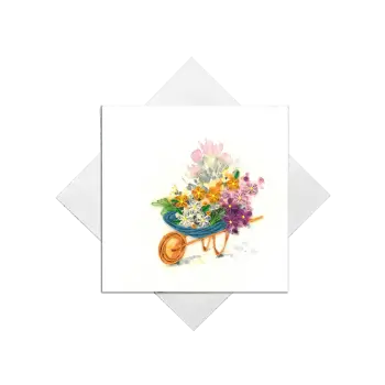 ORIGAMO ΚΑΡΤΑ ΕΥΧΕΤΗΡΙΑ QUILLING ΛΟΥΛΟΥΔΙΑ ΣΕ ΑΜΑΞΑ 16.2x16.5cm FILIGRANA