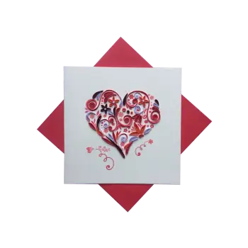 ORIGAMO ΚΑΡΤΑ ΕΥΧΕΤΗΡΙΑ QUILLING ΚΑΡΔΙΑ 16.2x16.5cm FILIGRANA