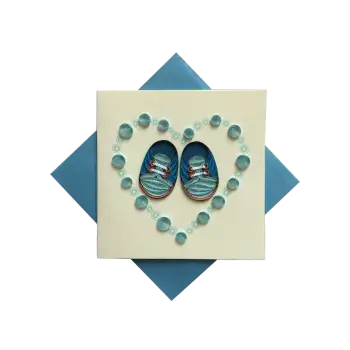 ORIGAMO ΚΑΡΤΑ ΕΥΧΕΤΗΡΙΑ QUILLING ΠΑΠΟΥΤΣΑΚΙΑ ΑΓΟΡΙΣΤΙΚΑ 16.2x16.5cm FILIGRANA