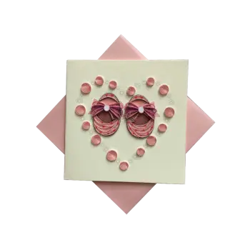 ORIGAMO ΚΑΡΤΑ ΕΥΧΕΤΗΡΙΑ QUILLING ΠΑΠΟΥΤΣΑΚΙΑ ΚΟΡΙΤΣΙΣΤΙΚΑ 16.2x16.5cm FILIGRANA