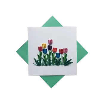 ORIGAMO ΚΑΡΤΑ ΕΥΧΕΤΗΡΙΑ QUILLING ΛΟΥΛΟΥΔΙΑ 16.2x16.5cm FILIGRANA