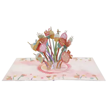 ORIGAMO ΚΑΡΤΑ ΕΥΧΕΤΗΡΙΑ ΑΝΑΔΥΟΜΕΝΗ ΓΛΥΚΑ 18.5x14cm KIRIGAMI