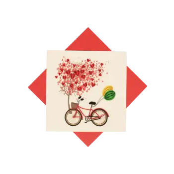 ORIGAMO ΚΑΡΤΑ ΕΥΧΕΤΗΡΙΑ QUILLING ΠΟΔΗΛΑΤΟ ΜΕ ΚΑΡΔΙΕΣ 16.2x16.5cm FILIGRANA