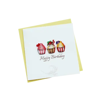 ORIGAMO ΚΑΡΤΑ ΕΥΧΕΤΗΡΙΑ QUILLING CUPCAKES 16.2x16.5cm FILIGRANA