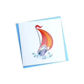 ORIGAMO ΚΑΡΤΑ ΕΥΧΕΤΗΡΙΑ QUILLING ΚΑΡΑΒΙ 16.2x16.5cm FILIGRANA