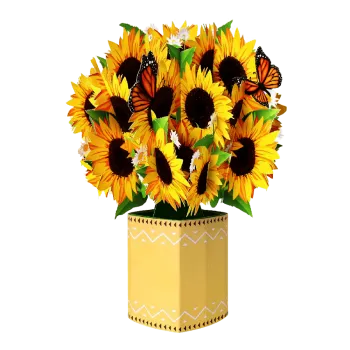 ORIGAMO ΚΑΡΤΑ ΕΥΧΕΤΗΡΙΑ FLOBOUQUET ΗΛΙΟΤΡΟΠΙΑ 27x26cm FLOREVER