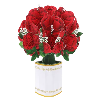ORIGAMO ΚΑΡΤΑ ΕΥΧΕΤΗΡΙΑ FLOBOUQUET ΚΟΚΚΙΝΑ ΤΡΙΑΝΤΑΦΥΛΛΑ 27x26cm FLOREVER