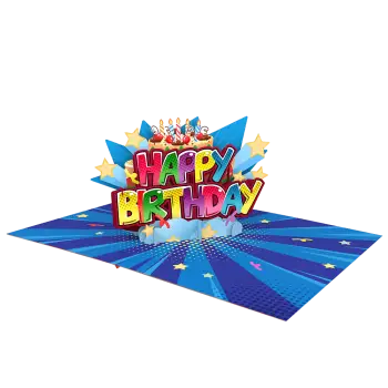 ORIGAMO ΚΑΡΤΑ ΕΥΧΕΤΗΡΙΑ ΑΝΑΔΥΟΜΕΝΗ HAPPY BIRTHDAY 18.5x14cm KIRIGAMI