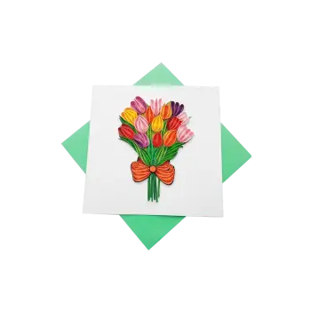 ORIGAMO ΚΑΡΤΑ ΕΥΧΕΤΗΡΙΑ QUILLING ΤΟΥΛΙΠΕΣ 16.2x16.5cm FILIGRANA