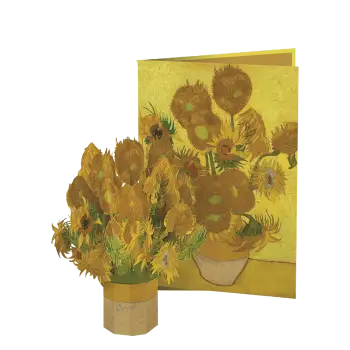 ORIGAMO ΚΑΡΤΑ ΕΥΧΕΤΗΡΙΑ ΑΝΑΔΥΟΜΕΝΗ ΗΛΙΟΤΡΟΠΙΑ VAN GOGH 19.5x14.2cm MINI FLORA KIRIGAMI