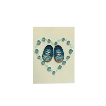 ORIGAMO ΚΑΡΤΑ ΕΥΧΕΤΗΡΙΑ QUILLING ΠΑΠΟΥΤΣIA ΑΓΟΡΙΣΤΙΚΑ 18.5x14cm FILIGRANA