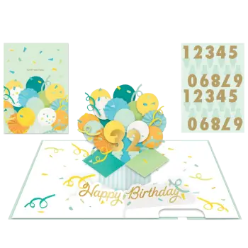 ORIGAMO ΚΑΡΤΑ ΕΥΧΕΤΗΡΙΑ ΑΝΑΔΥΟΜΕΝΗ ΜΠΑΛΟΝΙΑ ΓΕΝΕΘΛΙΩΝ ΠΡΑΣΙΝΑ 18.5x14cm