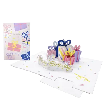 ORIGAMO ΚΑΡΤΑ ΕΥΧΕΤΗΡΙΑ ΑΝΑΔΥΟΜΕΝΗ ΔΩΡΑ ΓΕΝΕΘΛΙΩΝ ΡΟΖ 18.5x14cm KIRIGAMI