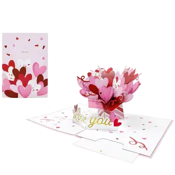 ORIGAMO ΚΑΡΤΑ ΕΥΧΕΤΗΡΙΑ ΑΝΑΔΥΟΜΕΝΗ LOVE U 18.5x14cm KIRIGAMI