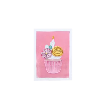 ORIGAMO ΚΑΡΤΑ ΕΥΧΕΤΗΡΙΑ MINI QUILLING ΡΟΖ CUPCAKE 10x7.8cm FILIGRANA