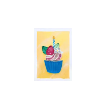 ORIGAMO ΚΑΡΤΑ ΕΥΧΕΤΗΡΙΑ MINI QUILLING ΜΠΛΕ CUPCAKE 10x7.8cm FILIGRANA