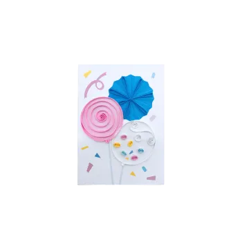 ORIGAMO ΚΑΡΤΑ ΕΥΧΕΤΗΡΙΑ MINI QUILLING ΡΟΖ ΜΠΑΛΟΝΙΑ 10x7.8cm FILIGRANA