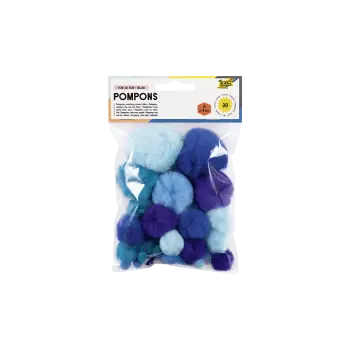 FOLIA ΠΟΜ ΠΟΜ ΣΕΤ 30 ΤΕΜΑΧΙΑ 1-5cm COLOUR TONE MIX ΜΠΛΕ