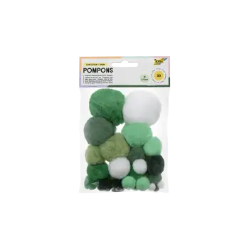 FOLIA ΠΟΜ ΠΟΜ ΣΕΤ 30 ΤΕΜΑΧΙΑ 1-5cm COLOUR TONE MIX ΠΡΑΣΙΝΟ