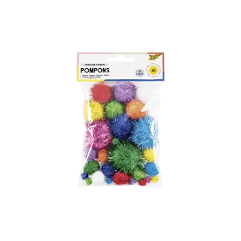 FOLIA ΠΟΜ ΠΟΜ ΣΕΤ 30 ΤΕΜΑΧΙΑ 1-4cm SPARKLING RAINBOW