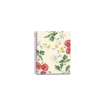 MIQUELRIUS ΤΕΤΡΑΔΙΟ ΡΙΓΕ ΣΠΙΡΑΛ 100 ΦΥΛΛΑ 14.8x21cm 70gsm BOTANICAL FLORA POPPY