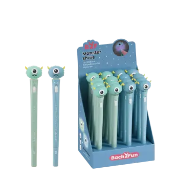 BACK2FUN ΒΙΤΡΙΝΑ ΓΕΜΑΤΗ ΣΤΥΛΟ BALLPOINT ΚΑΠΑΚΙ ΜΠΛΕ ΜΕΛ. 1.0mm LED SHINE MONSTER ΑΣΣΟ (Το προιόν πωλείται σε μεμονωμένα τεμάχια