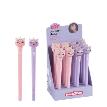 BACK2FUN ΒΙΤΡΙΝΑ ΓΕΜΑΤΗ ΣΤΥΛΟ BALLPOINT ΚΑΠΑΚΙ ΜΠΛΕ ΜΕΛ. 1.0mm LED SHINE UNICORN ΑΣΣΟ (Το προιόν πωλείται σε μεμονωμένα τεμάχια