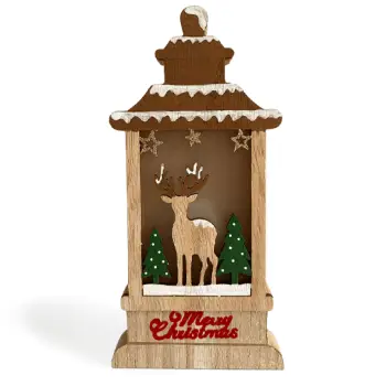 ΞΥΛΙΝΟ ΦΑΝΑΡΑΚΙ ΕΛΑΦΑΚΙ LED 10X20CM