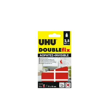 UHU DOUBLE FIX ΑΥΤOKΟΛΛΗΤΟ ΔΙΠΛΗΣ ΟΨΗΣ ΑΟΡΑΤΟ 19x40mm 12 ΤΕΜΑΧΙΑ MAX 2,5 kg 6 ΤΕΜΑΧ (Το προιόν πωλείται σε μεμονωμένα τεμάχια το