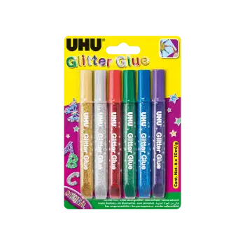 UHU ΧΡΥΣΟΚΟΛΛΑ GLITTER 6x10ml ORIGINAL ΑΣΣΟΡΤΙ