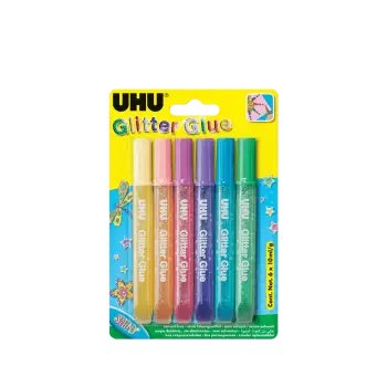 UHU ΧΡΥΣΟΚΟΛΛΑ GLITTER 6 ΧΡΩΜΑΤΑ x 10ml SHINY