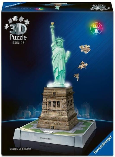 3D PUZZLE ΔΙΑΣΗΜΑ ΚΤΙΡΙΑ ICONICS ΑΓΑΛΜΑ ΤΗΣ ΕΛΕΥΘΕΡΙΑΣ NIGHT EDITION 108ΤΜΧ