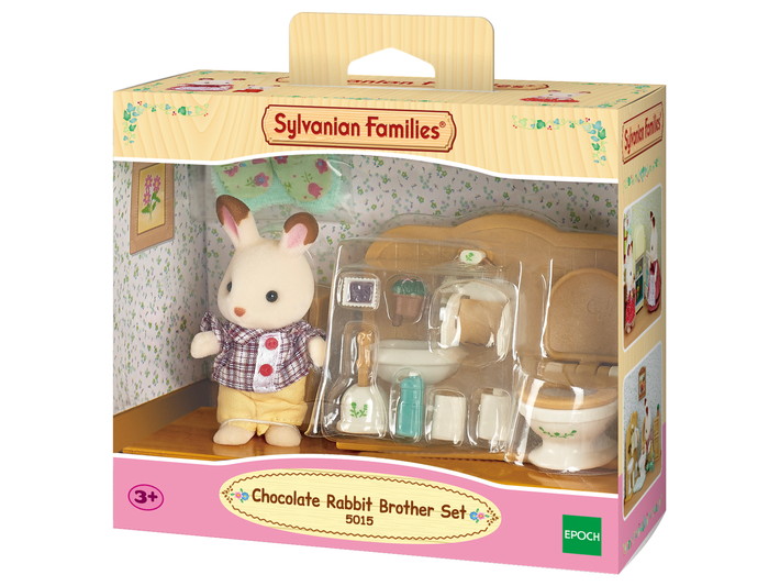 Sylvanian Families Chocolate Rabbit Brother Set (Washroom)