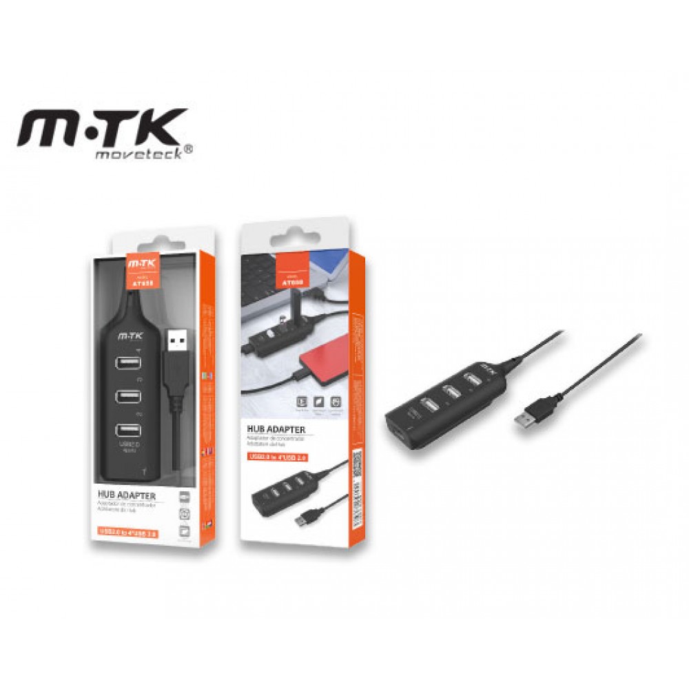 MTK HUB 4 ΘΗΡΩΝ USB 2.0 AT658 ΜΑΥΡΟ