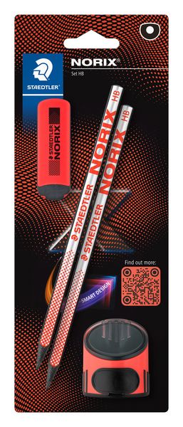 STAEDTLER Norix Σετ Blister (2 Μολύβια HB, 1 Γόμα Και 1 Ξύστρα Μονής Οπής) - Τυρκουάζ - Για Σκίτσο Και Γραφή
