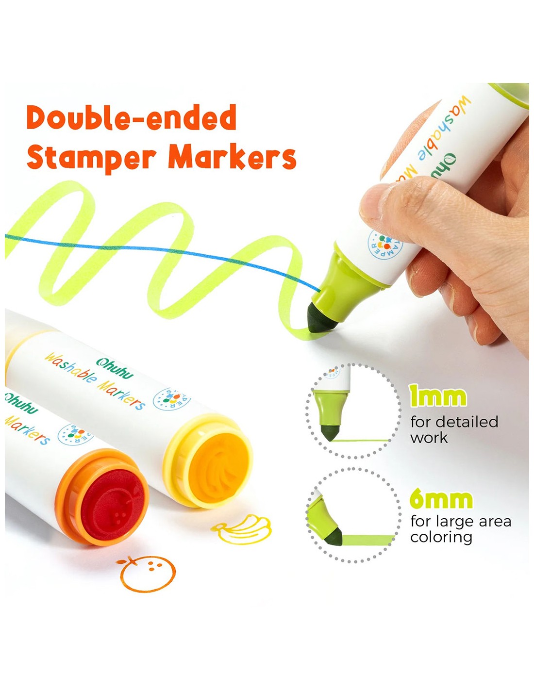 Ohuhu Σετ 12 Μαρκαδόρων Νερού με Σφραγίδες