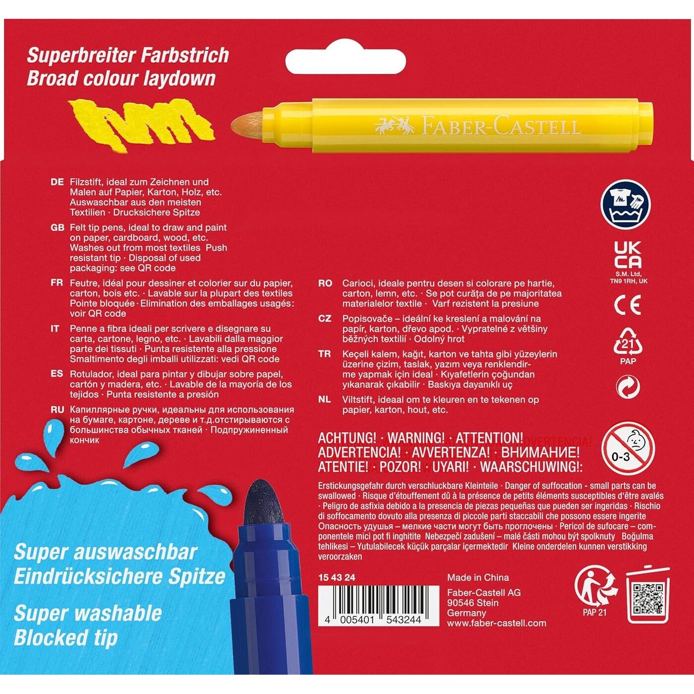 Faber-Castell Μαρκαδόροι Jumbo Super Washable 24Χρωμάτων