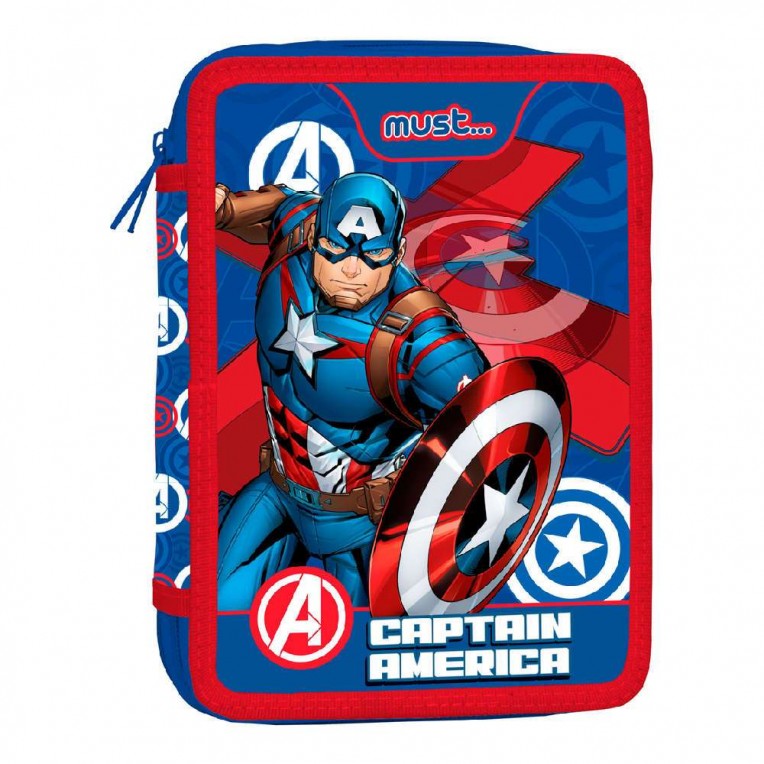 Σχολική Κασετίνα Διπλή Γεμάτη Avengers Captain America Must 2 Θήκες Σχολική Κασετίνα Διπλή Γεμάτη Avengers Captain America Must 2 Θήκες